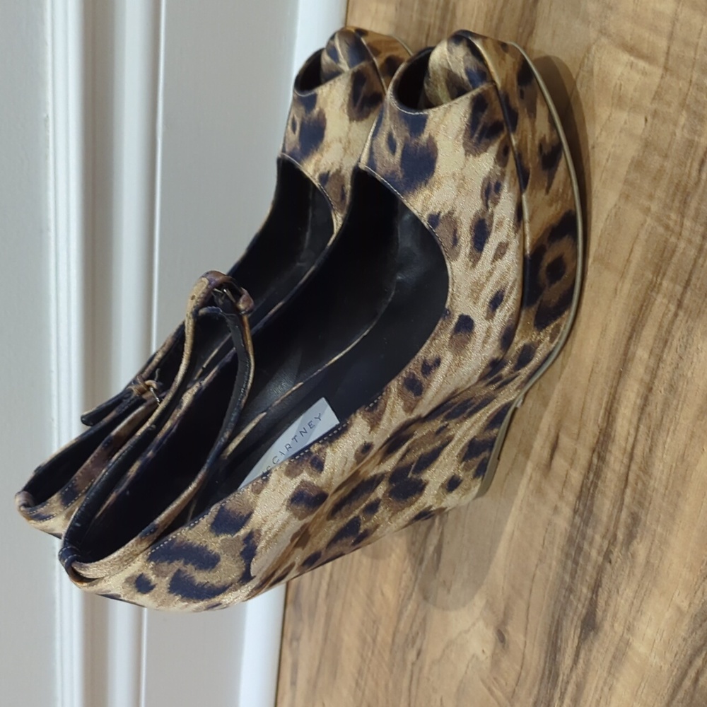 Stella McCartney leopard wedge heels